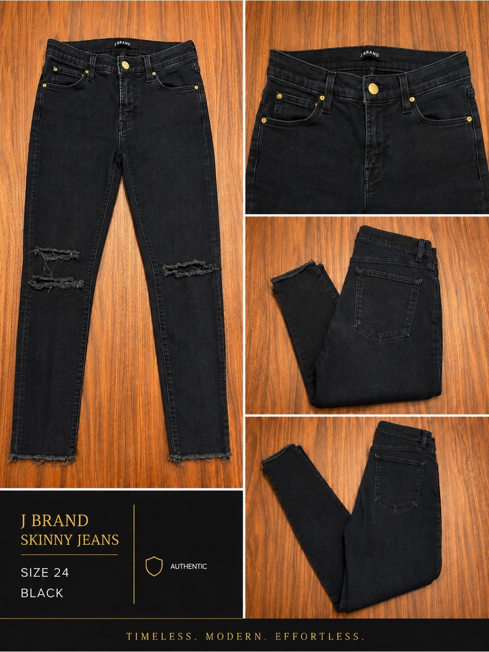 J Brand Black High-Rise Ripped Skinny Jeans